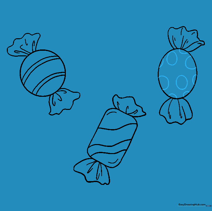 Adding small circles to the final candy to create a polka-dot design.