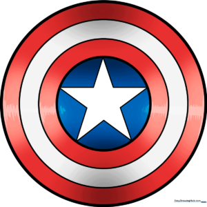 Vibrant, finished drawing of Captain America's shield.