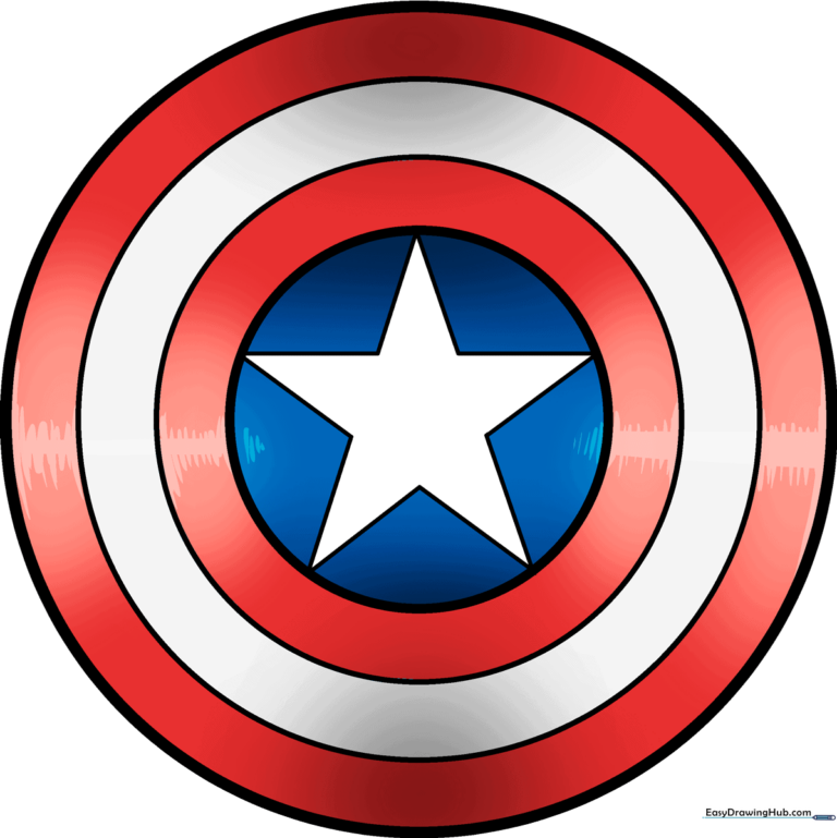 Vibrant, finished drawing of Captain America's shield.