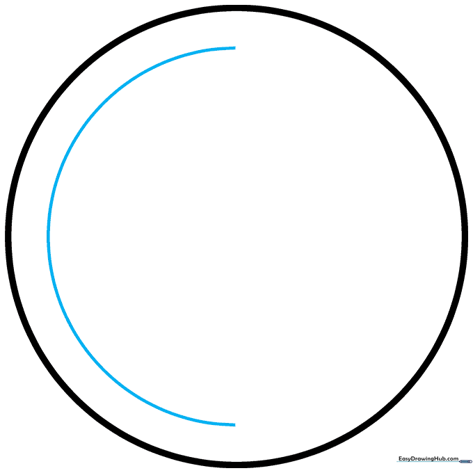 Drawing a smaller inner semi-circle inside the main shield outline.