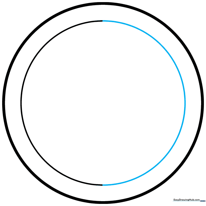Completed inner ring showing the first stripe of the shield.