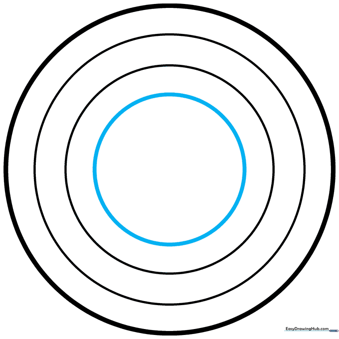 Drawing the small center circle for the star placement.