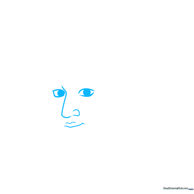 Close-up sketch of Captain Jack Sparrow's eyes and nose on white paper