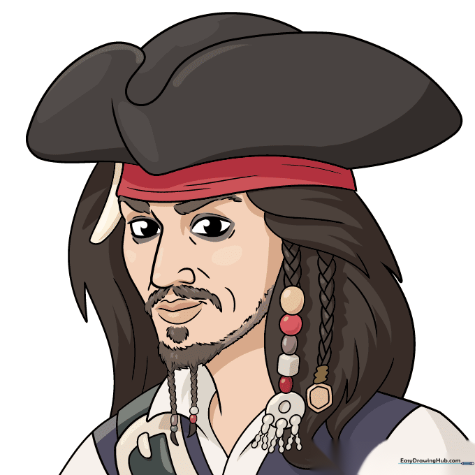 Fully colored drawing of Captain Jack Sparrow