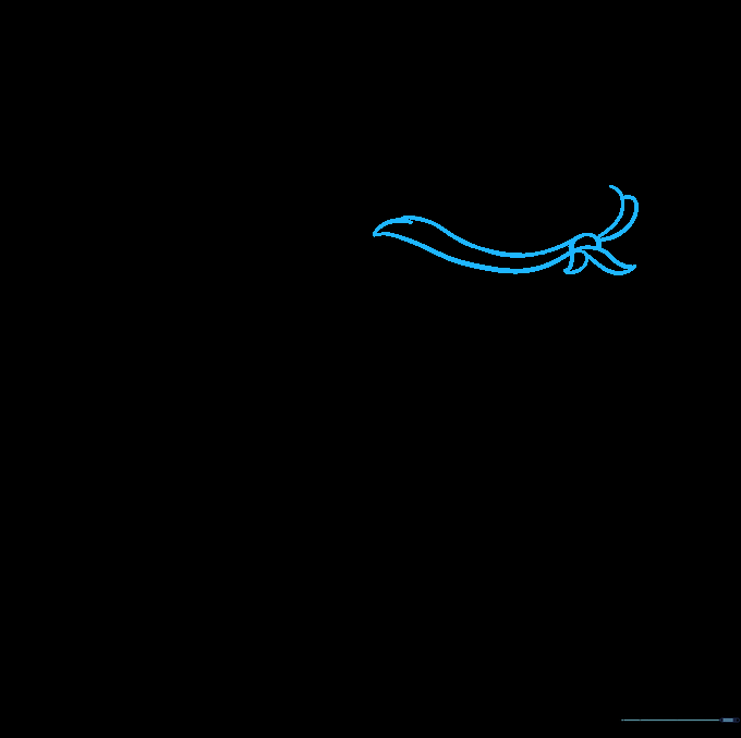 Drawing the cape knot and neck area using simple curved lines connecting to the chin.
