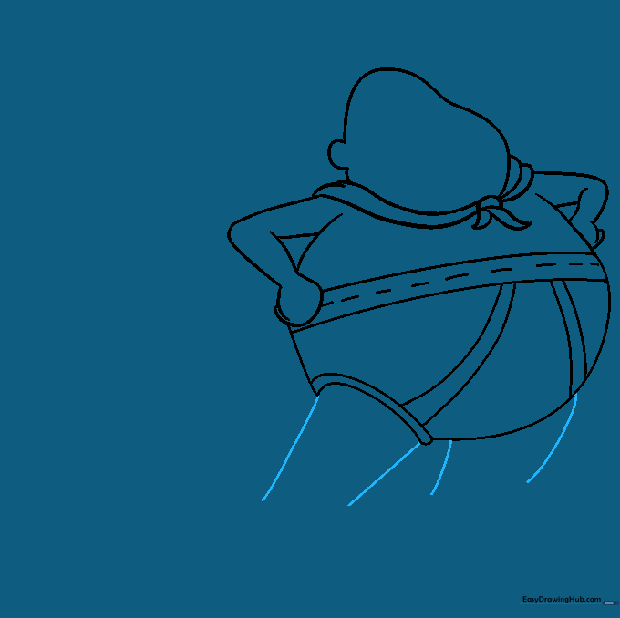 Adding the legs extending from the underpants using simple parallel lines.