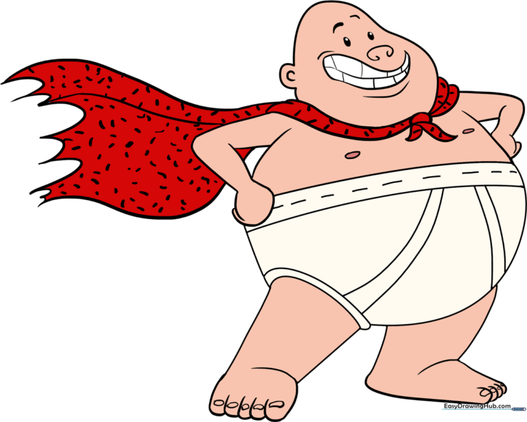 A vibrant, finished illustration of Captain Underpants, showcasing the final result of the drawing tutorial.