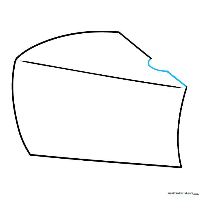 Drawing a small loop into the side line to represent a hole in the cheese.