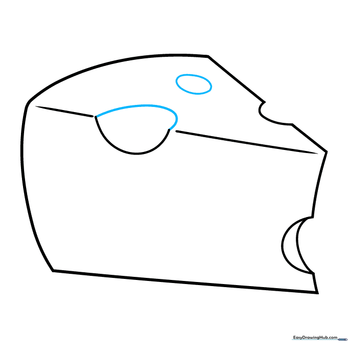 Adding an oval shape to represent a hole on the face of the cheese.