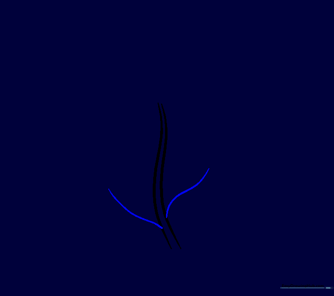 Two curved lines extending from the main stem to create side branches.