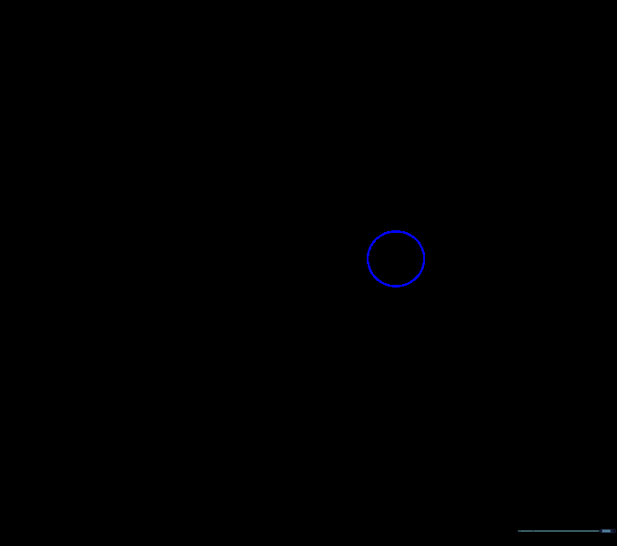 A circle placed at the end of the right side stem.