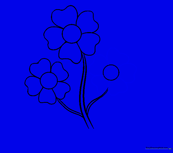 Adding the final set of petals to the right flower.