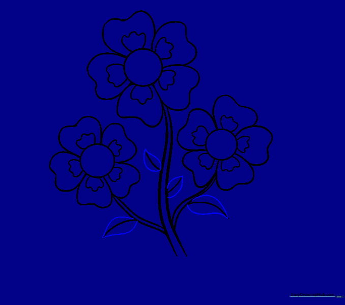 Outlining the leaves around the previously drawn veins.
