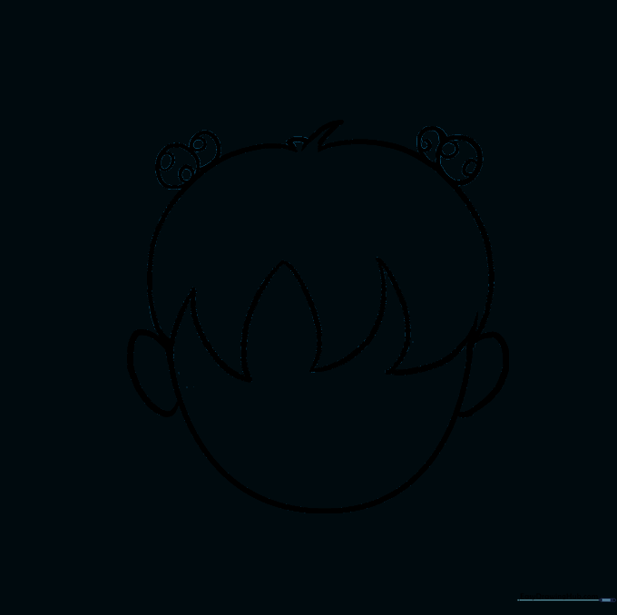 The clean, final outline of the head and hair with all construction lines removed.