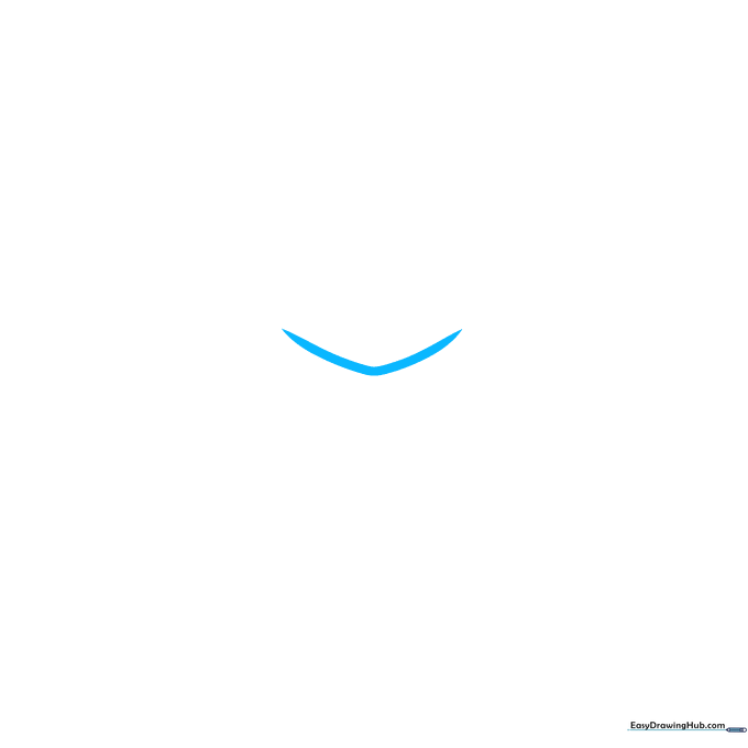 Pencil sketch of a small, rounded V-shape representing the center of the upper lip.