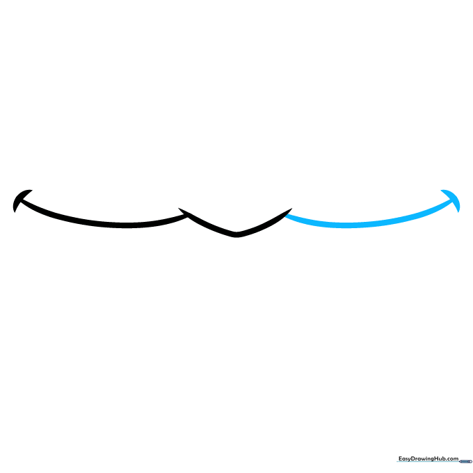 Completing the upper lip outline by mirroring the curve on the left side.