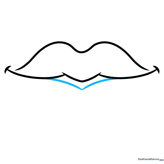 Drawing the inner mouth line that separates the upper and lower lips.