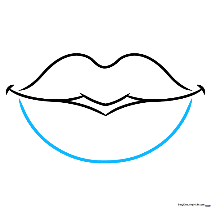 Adding the bottom curve to complete the lower lip shape.
