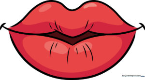 A vibrant, finished cartoon lips illustration showing shading and highlights.