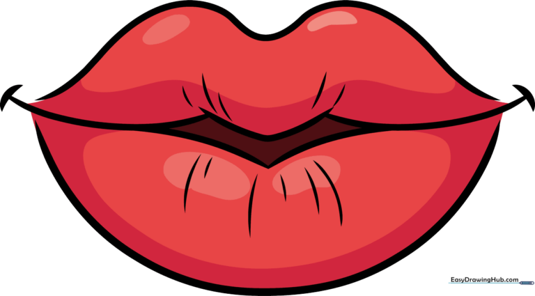 A vibrant, finished cartoon lips illustration showing shading and highlights.