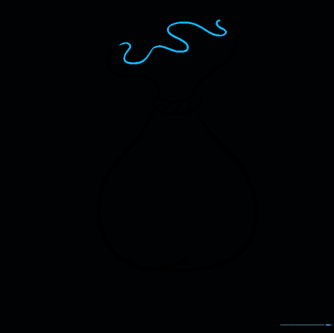 Connecting the top of the bag with a wavy line to show fabric texture.