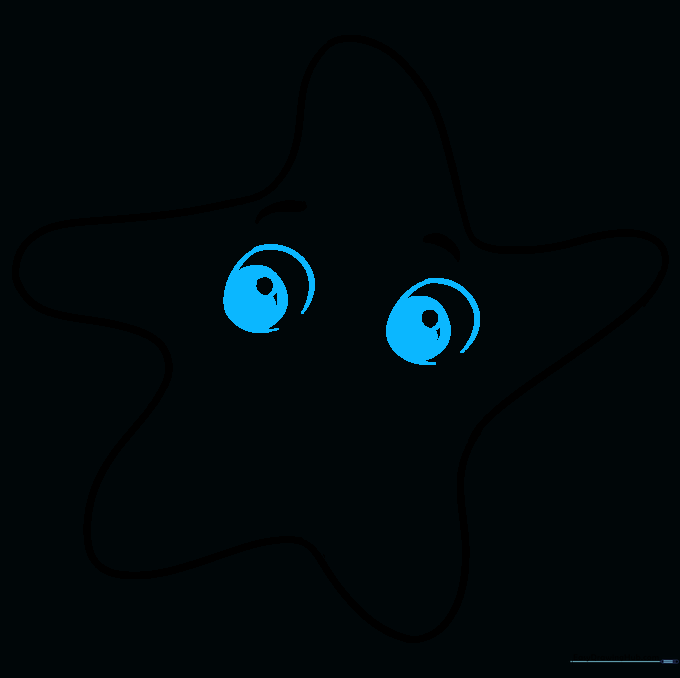 Drawing two large circular eyes with shaded pupils.