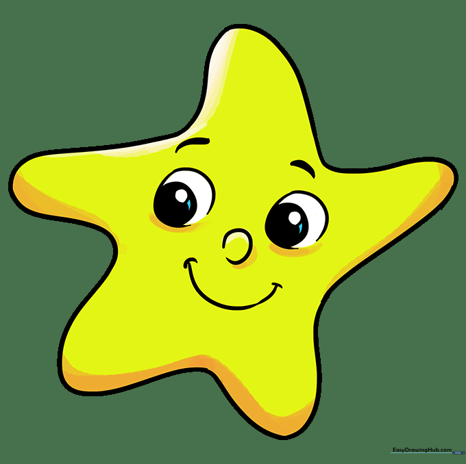 The final colored cartoon star drawing.