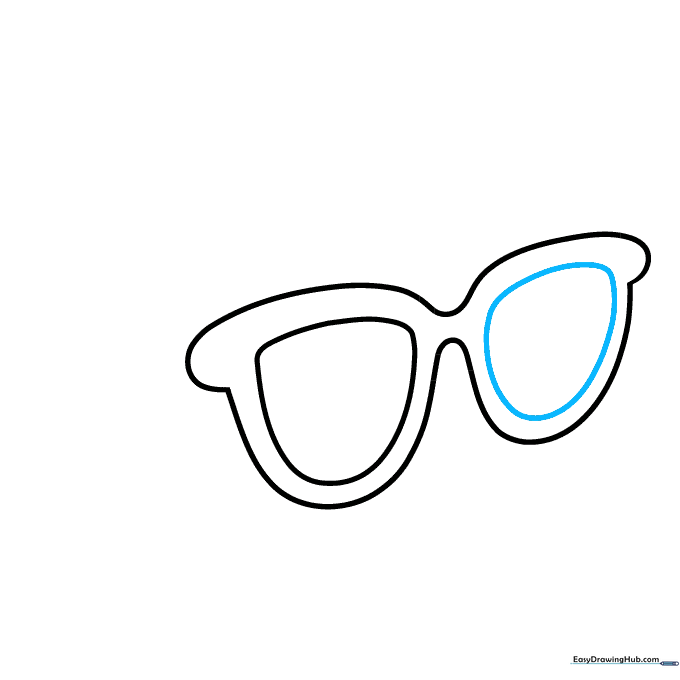 Adding a matching half-oval shape inside the right frame to complete the lenses.