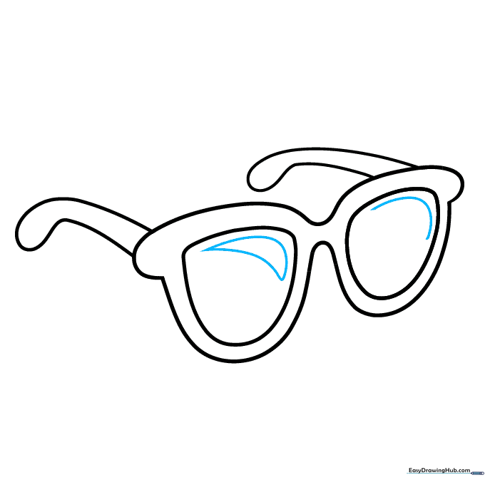 Adding small curved highlights inside the lenses to simulate light reflection.