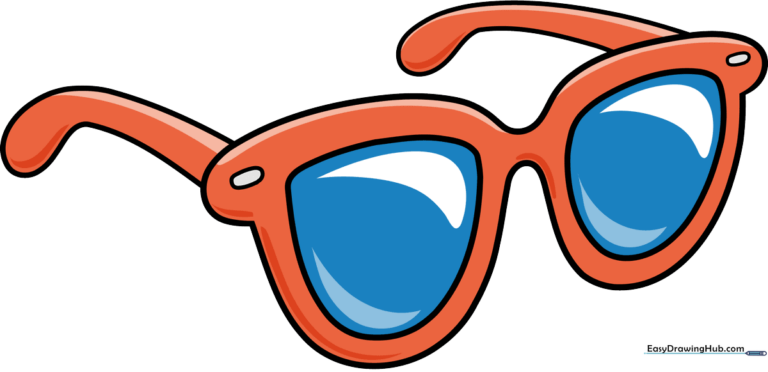 A vibrant, finished illustration of cartoon sunglasses, showcasing clean lines and bright colors.
