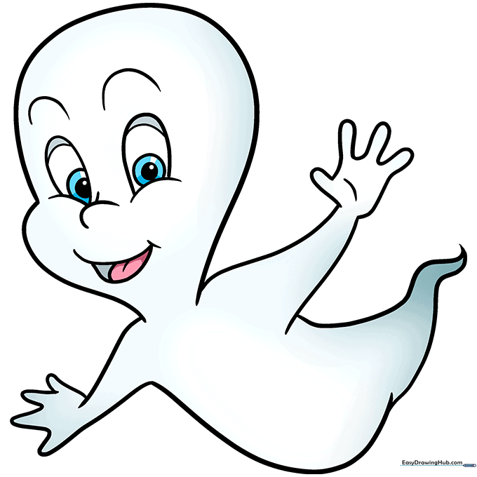 The fully colored Casper the Friendly Ghost with blue eyes and soft shading.