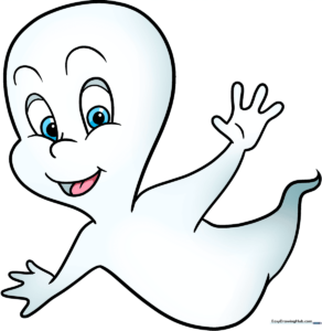 A vibrant, finished drawing of Casper the Friendly Ghost, showcasing the final result of the tutorial.