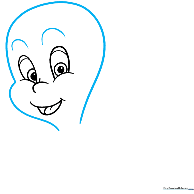 The outline of Casper's round head and eyebrows added to the facial features.