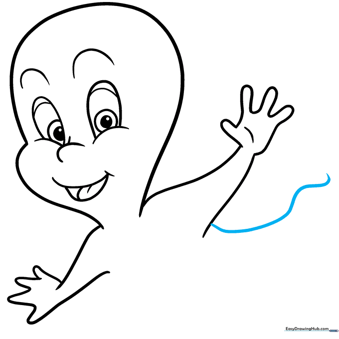 Adding a wavy line to represent Casper's ghostly tail.