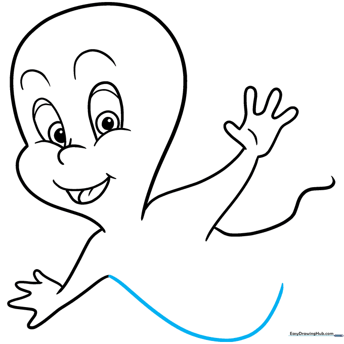 Sketching the belly curve to define Casper's body shape.