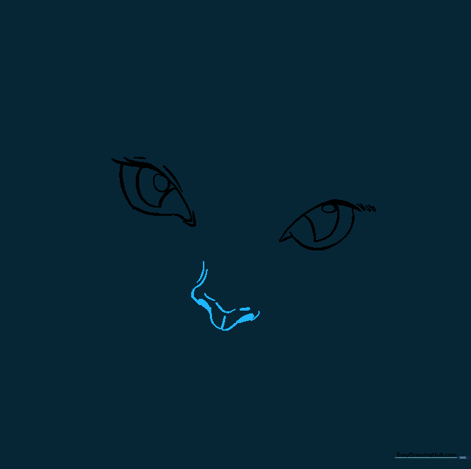 Cat nose outline shaped like a rounded V with nostrils indicated.
