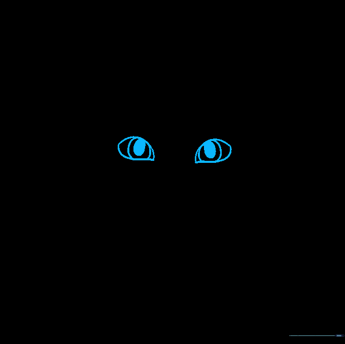 Drawing detailed almond-shaped eyes with pupils