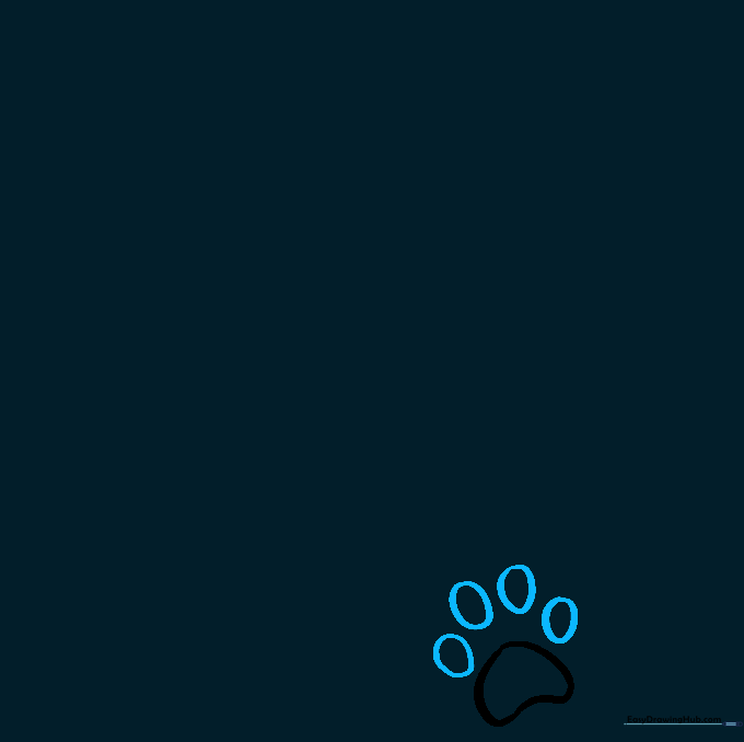 Four small oval shapes drawn in an arc above the main pad to form the cat's toes.