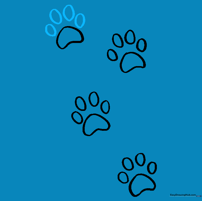 The final paw print completed with all toe pads in place.