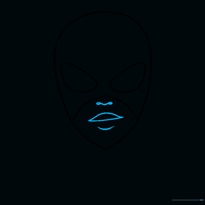 Detailing the nose, mouth, and chin structure on the Catwoman character sketch.
