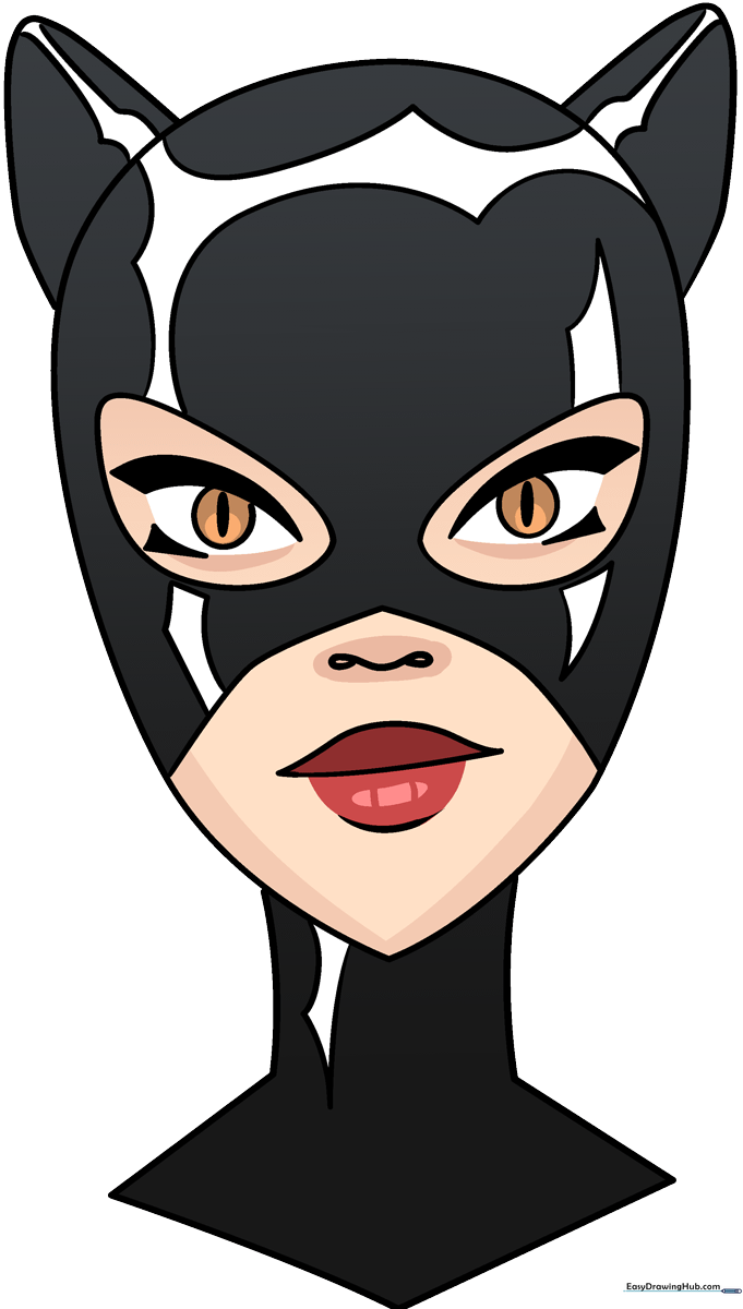 A finished, high-quality illustration of Catwoman used as the featured tutorial image.