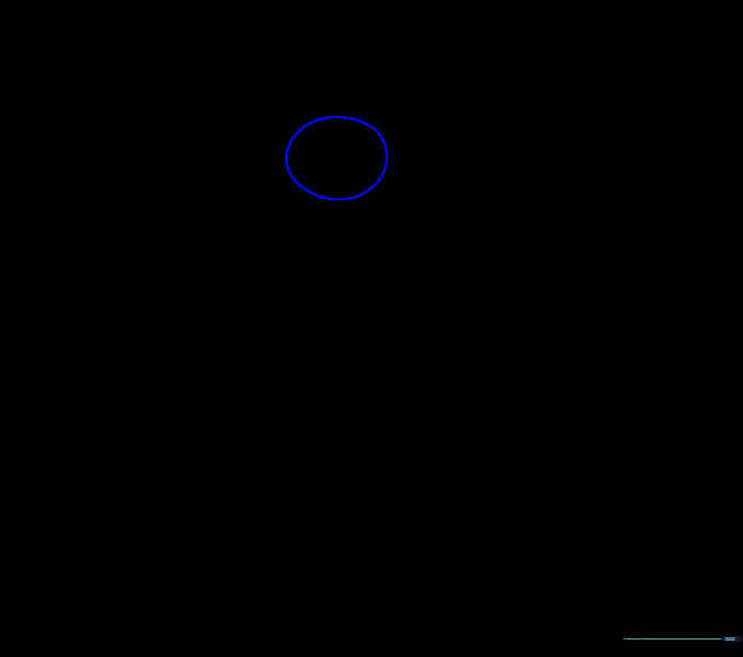 A light pencil circle drawn in the center of the paper representing the base shape for Charizard's head.