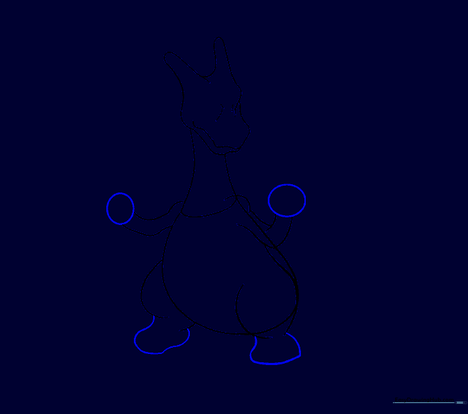 Circles added to the arms for hands and curved shapes added to the legs for feet.