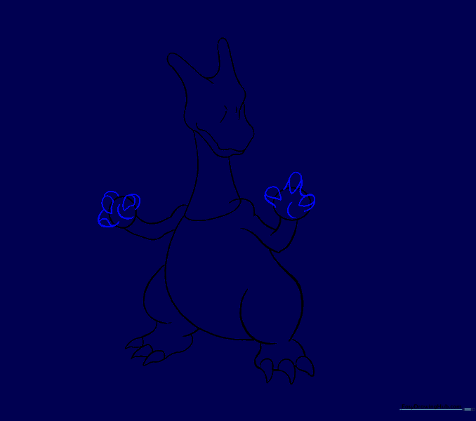 Detailed claw shapes added to the hand circles.
