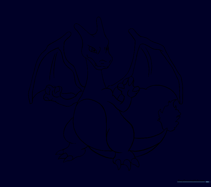 The final clean line art of Charizard after all guides are removed.