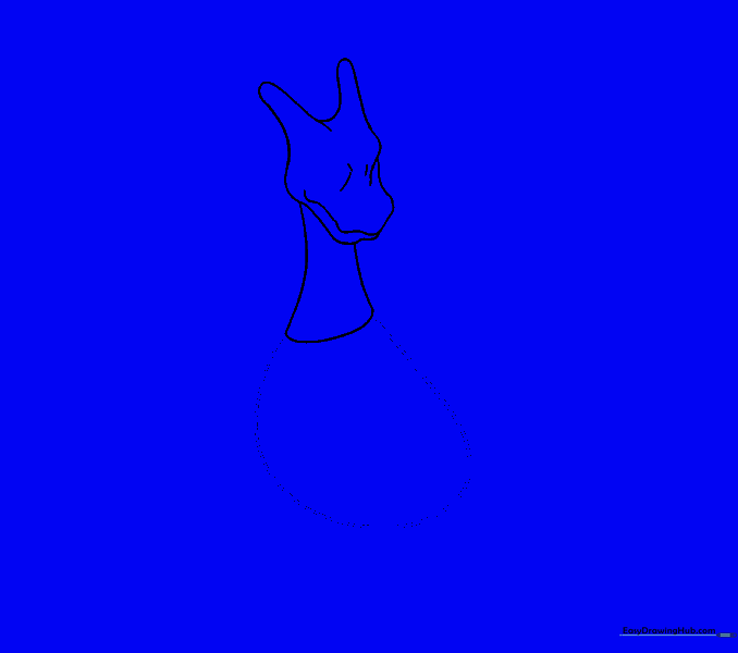 A large, rounded oval shape drawn below the neck to represent the main body.
