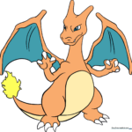 A vibrant, finished illustration of Charizard, showcasing the final result of the tutorial.