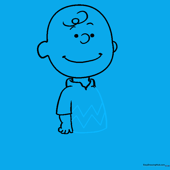 Adding the iconic zigzag pattern to Charlie Brown's shirt.