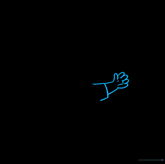 Drawing the second arm and hand to complete the upper body.