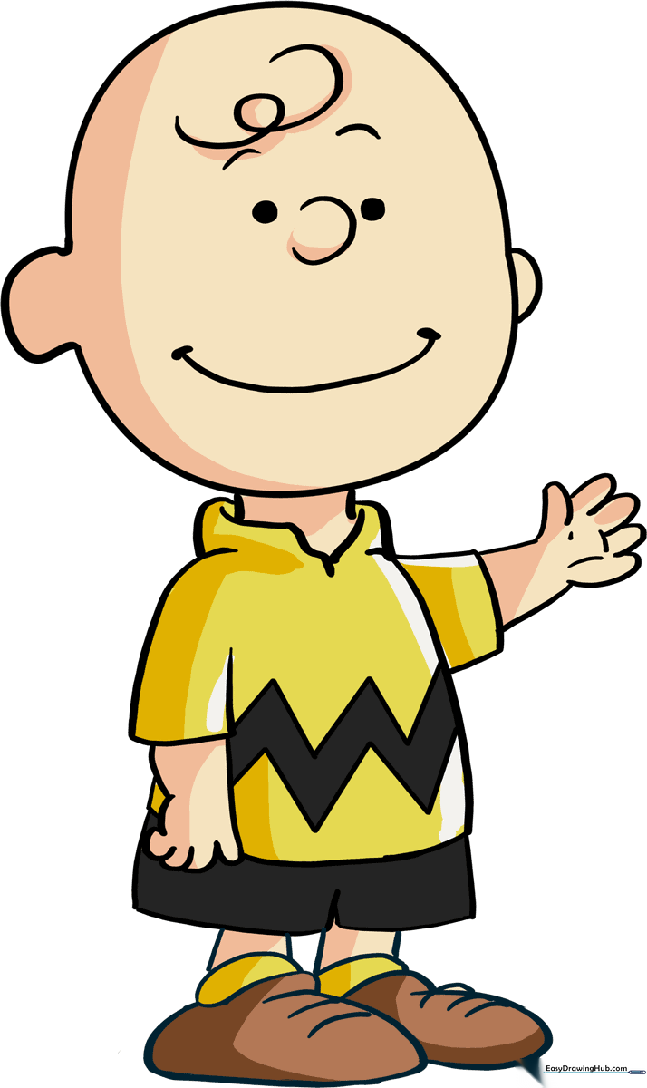A vibrant, finished illustration of Charlie Brown, perfect for inspiring young artists.